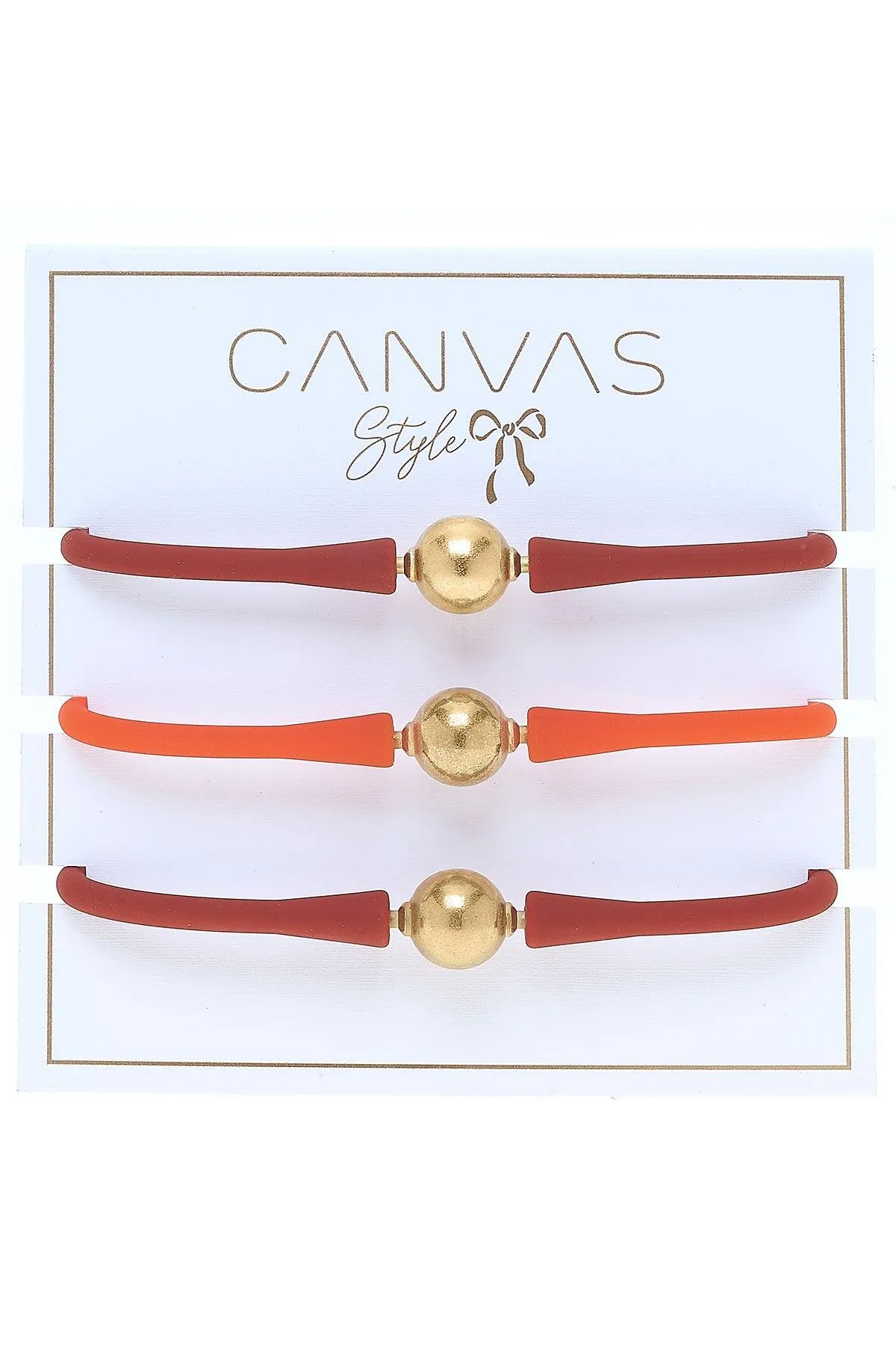 Bali 24K Gold Silicone Bracelet Pumpkin Spice Stack of 3 in Rust & Orange - FINAL SALE sold by Canvas Style product image thumbnail 2