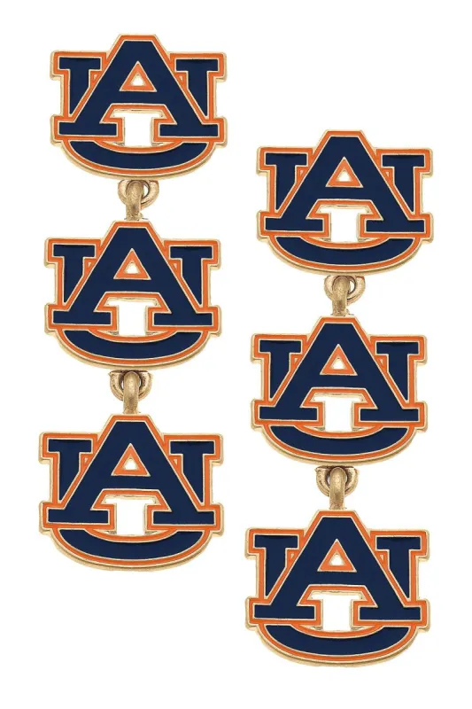 Auburn Tigers Triple Drop Enamel Earrings - FINAL SALE sold by Canvas Style