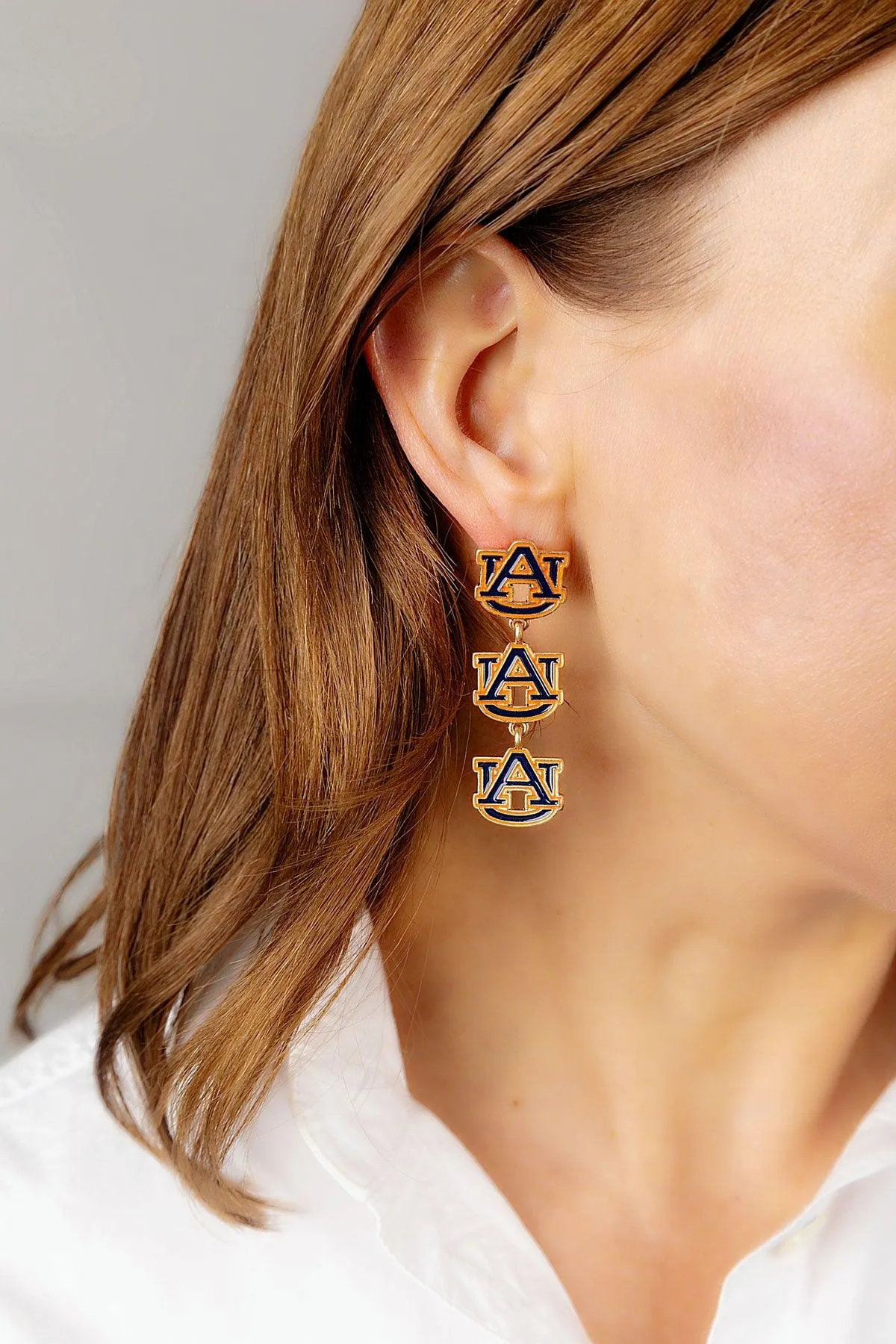 Auburn Tigers Triple Drop Enamel Earrings - FINAL SALE sold by Canvas Style product image thumbnail 2