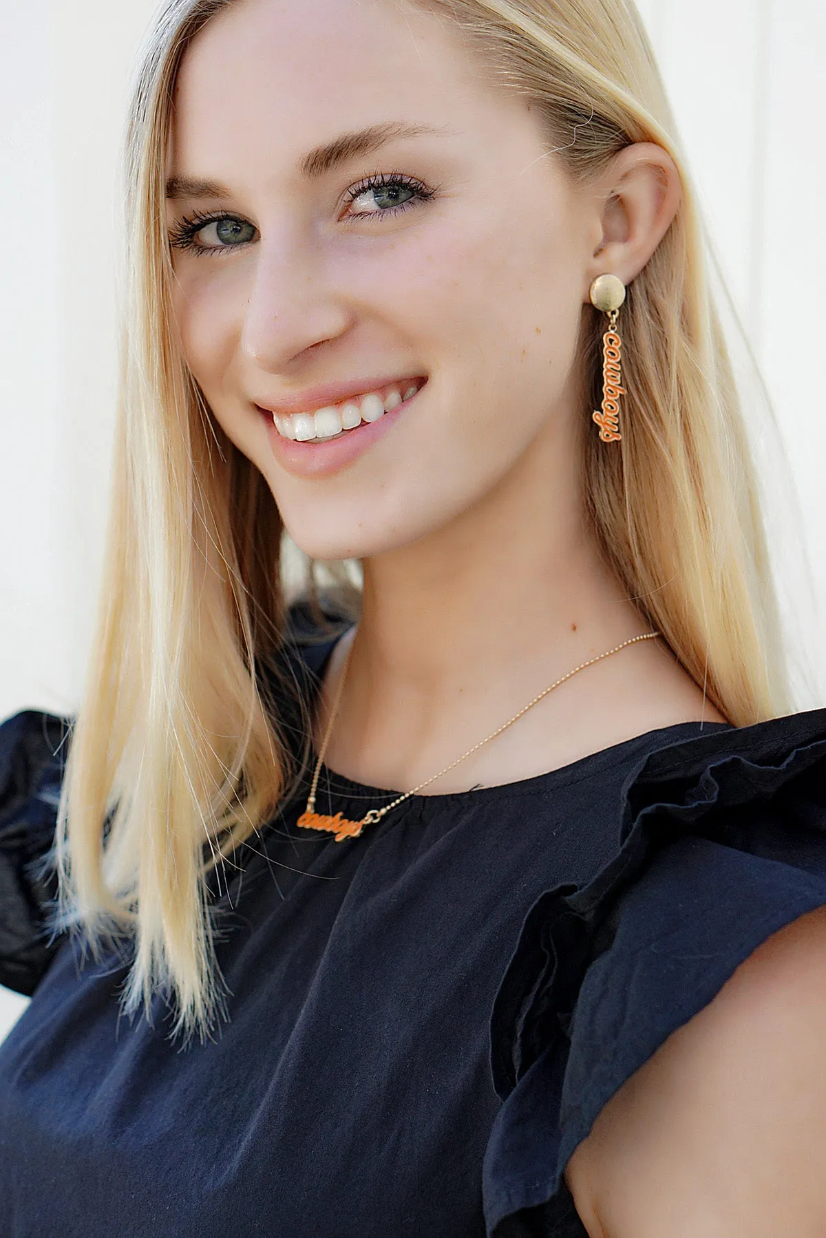 Oklahoma State Cowboys Enamel Script Earrings sold by Canvas Style product image thumbnail 2