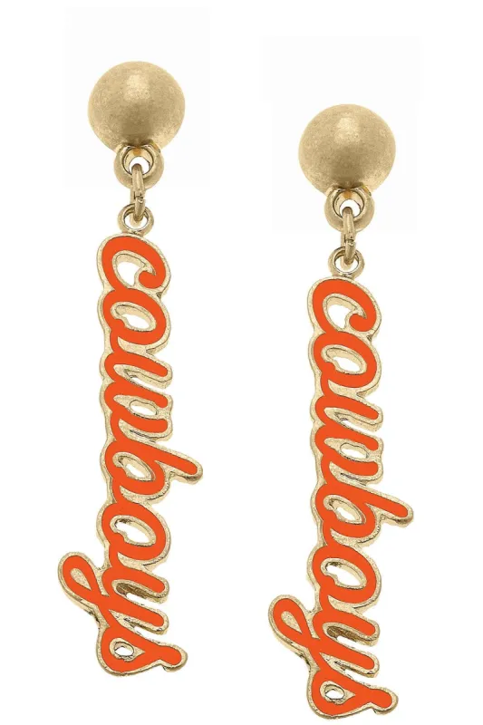 Oklahoma State Cowboys Enamel Script Earrings sold by Canvas Style