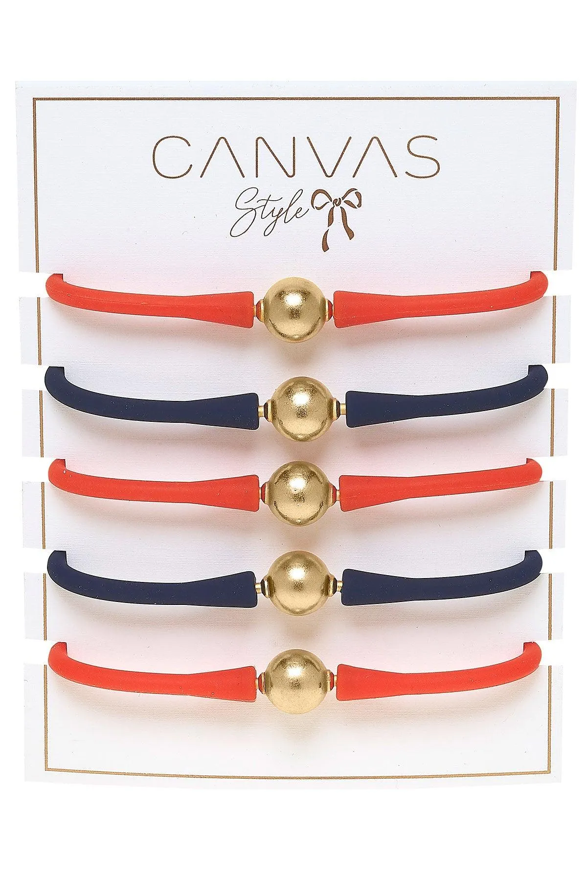 Bali Game Day 24K Gold Bracelet Set of 5 in Orange & Navy sold by Canvas Style product image thumbnail 2