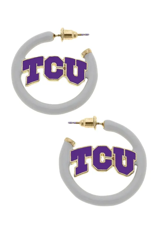 TCU Horned Frogs Enamel Logo Earrings sold by Canvas Style