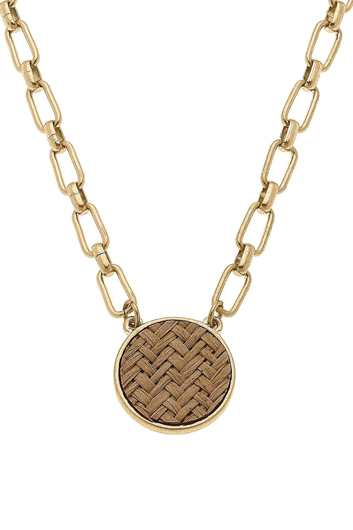 Danielle Raffia Disc Necklace in Brown - FINAL SALE sold by Canvas Style