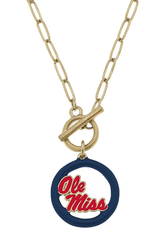 Ole Miss Rebels Logo Enamel T-Bar 16" Necklace sold by Canvas Style