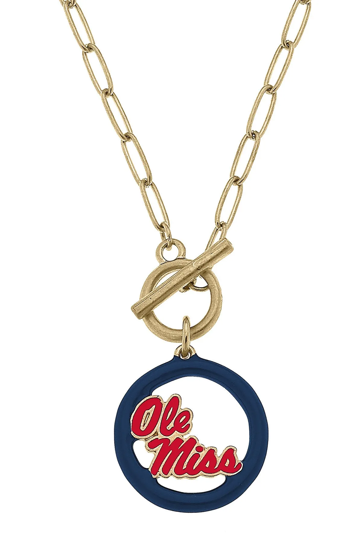 Ole Miss Rebels Logo Enamel T-Bar 16" Necklace sold by Canvas Style
