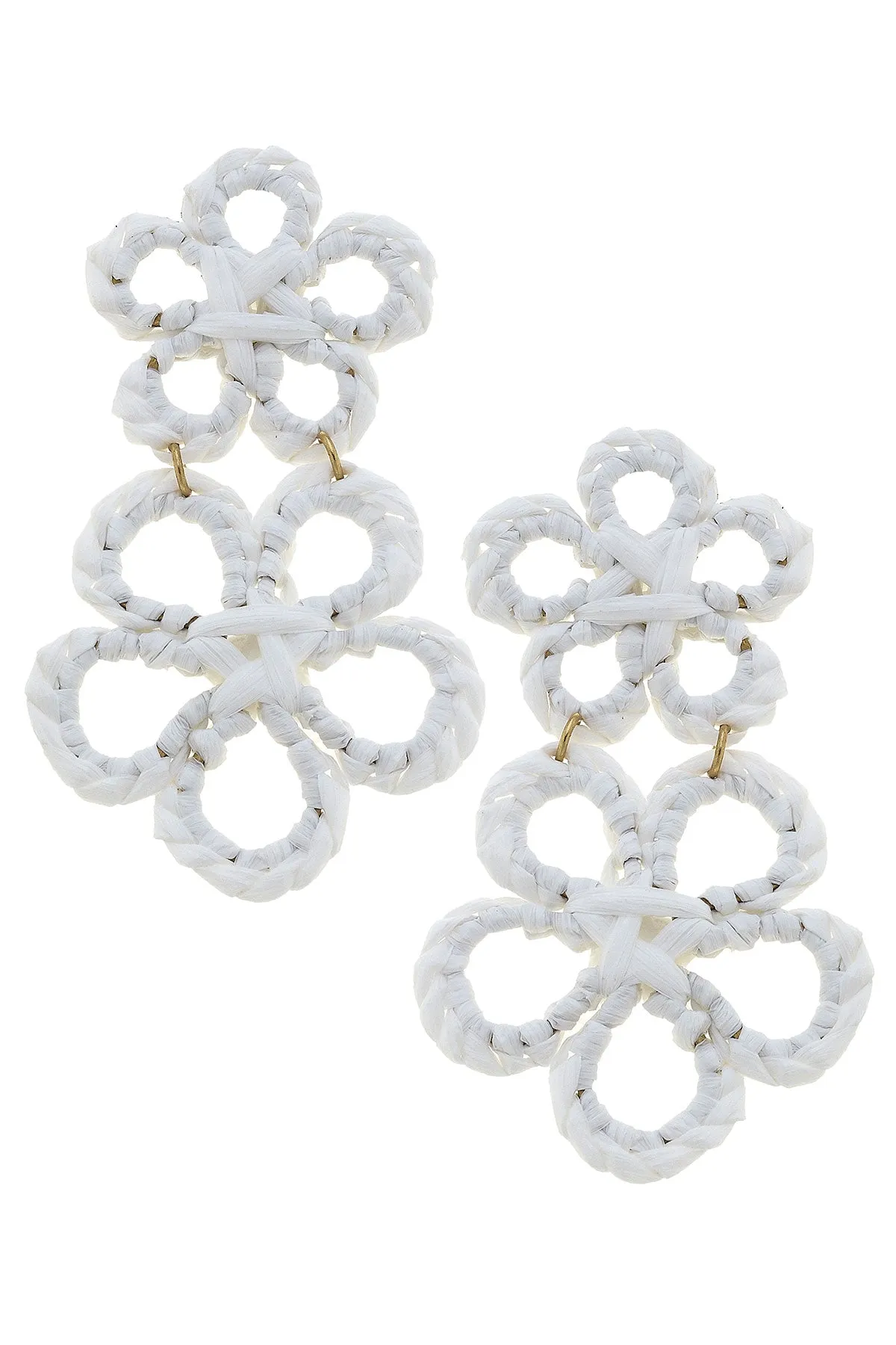 Tahiti Raffia Statement Earrings in White - FINAL SALE sold by Canvas Style