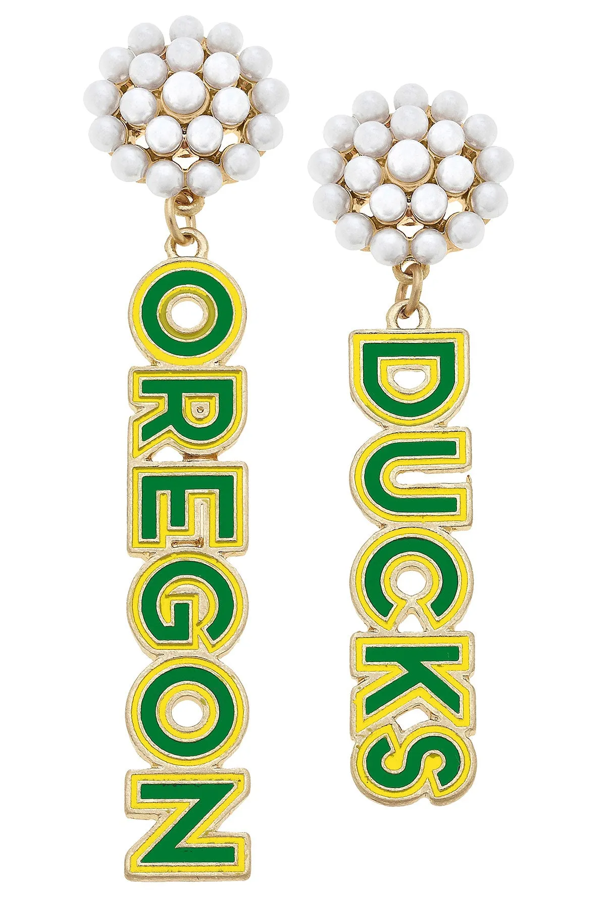 Oregon Ducks Pearl Cluster Outline Enamel Earrings - FINAL SALE sold by Canvas Style