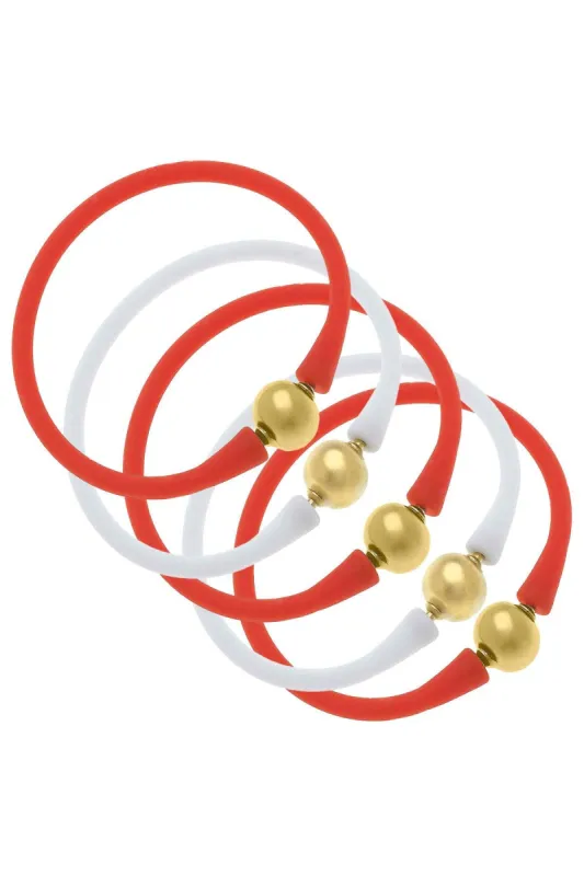 Bali Game Day 24K Gold Bracelet Set of 5 in Orange & White sold by Canvas Style