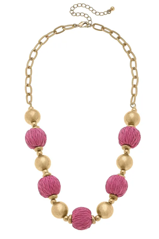 Barbados Raffia and Ball Bead Necklace - FINAL SALE sold by Canvas Style