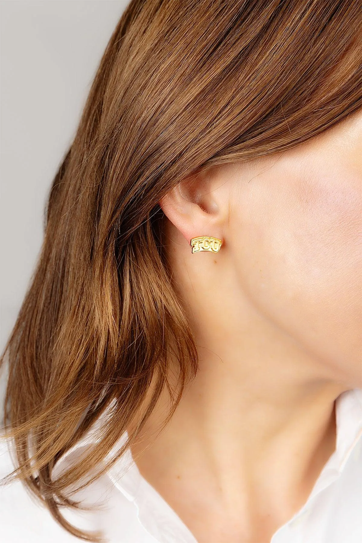 TCU Horned Frogs 24K Gold Plated Stud Earrings sold by Canvas Style product image thumbnail 2