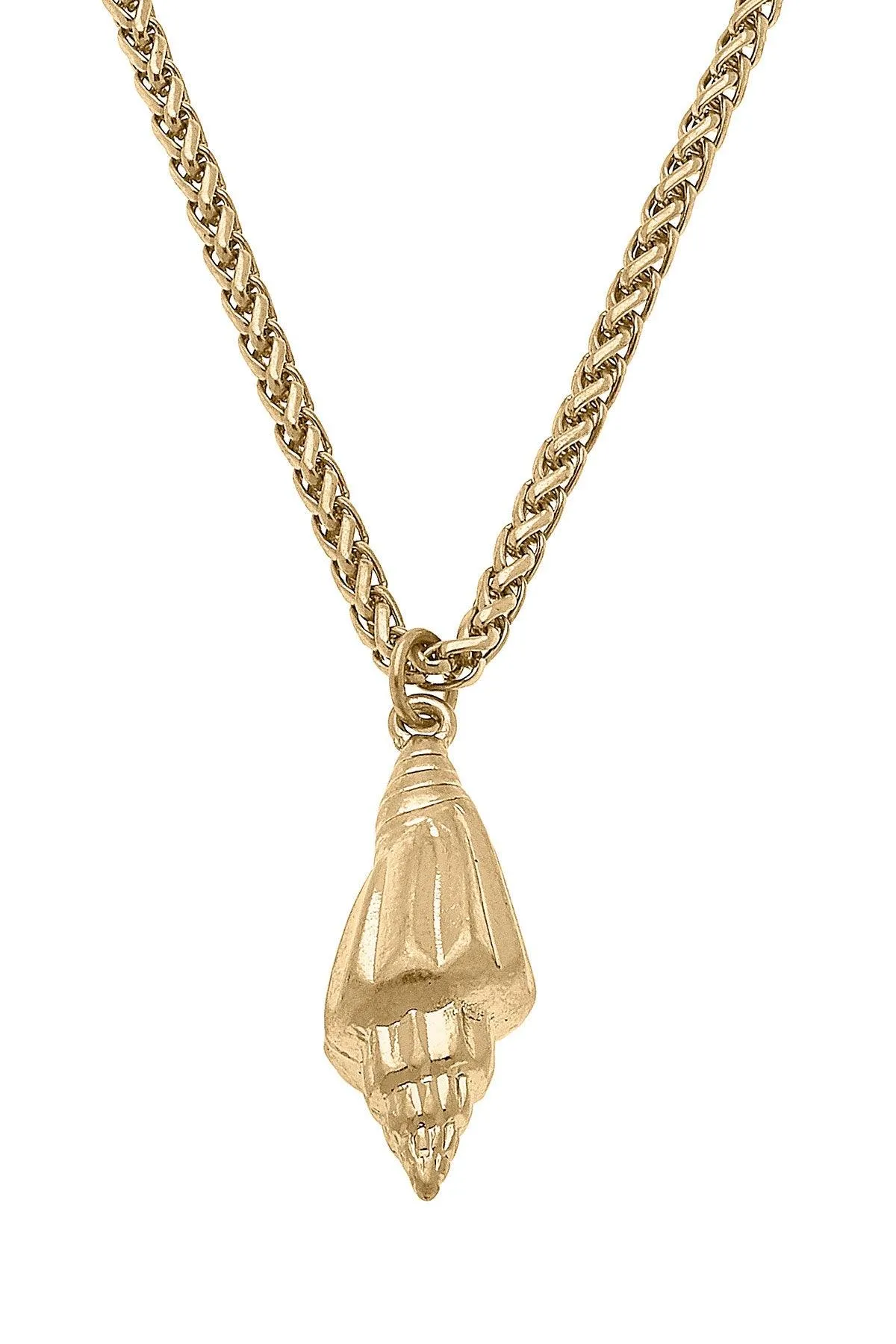 Spiral Shell Pendant Necklace in Worn Gold sold by Canvas Style