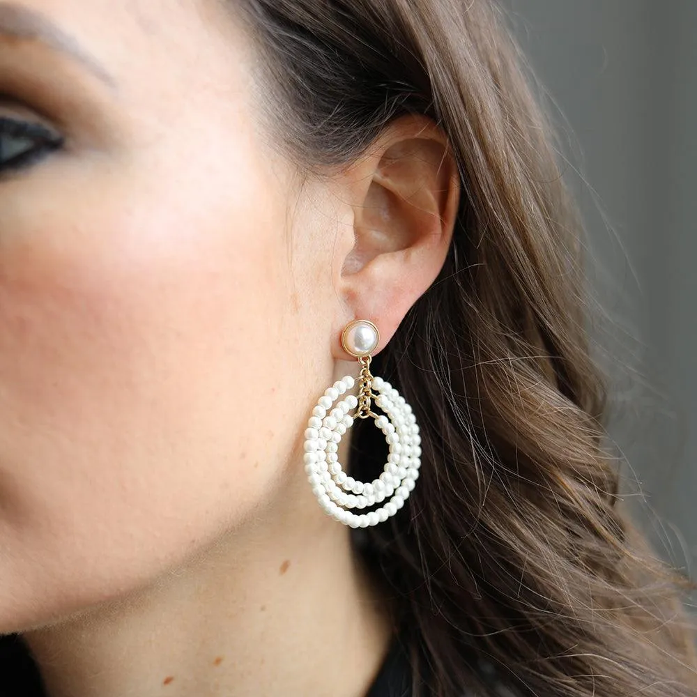 Ivy Pearl Drop Hoop Earrings in Ivory sold by Canvas Style product image thumbnail 2