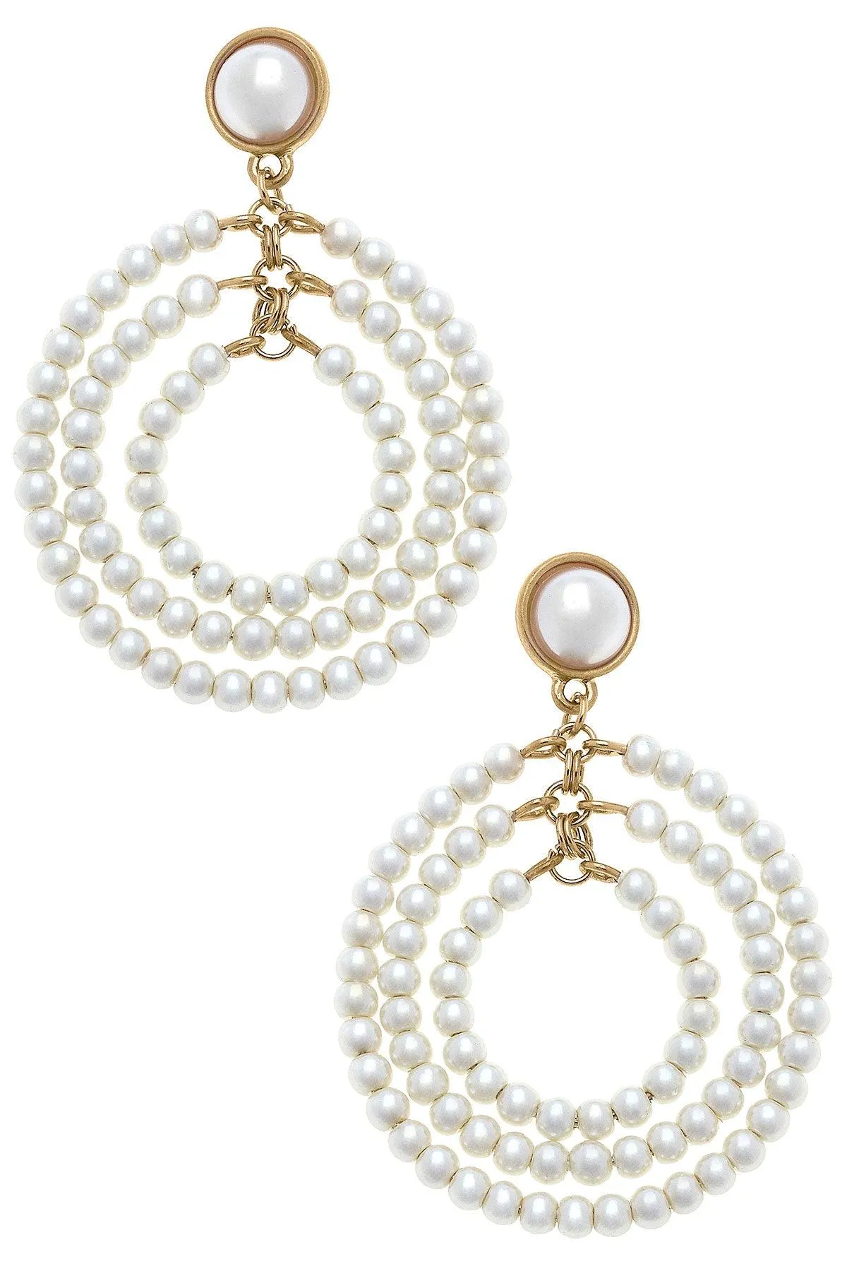 Ivy Pearl Drop Hoop Earrings in Ivory sold by Canvas Style