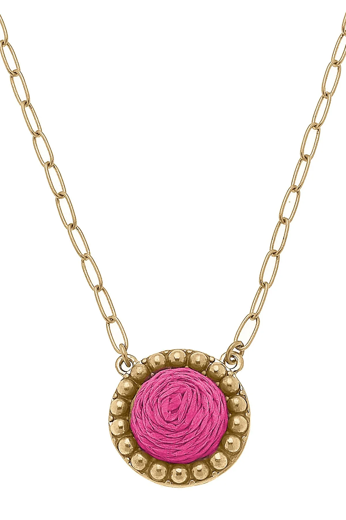 Aruba Raffia Disc Necklace - FINAL SALE sold by Canvas Style