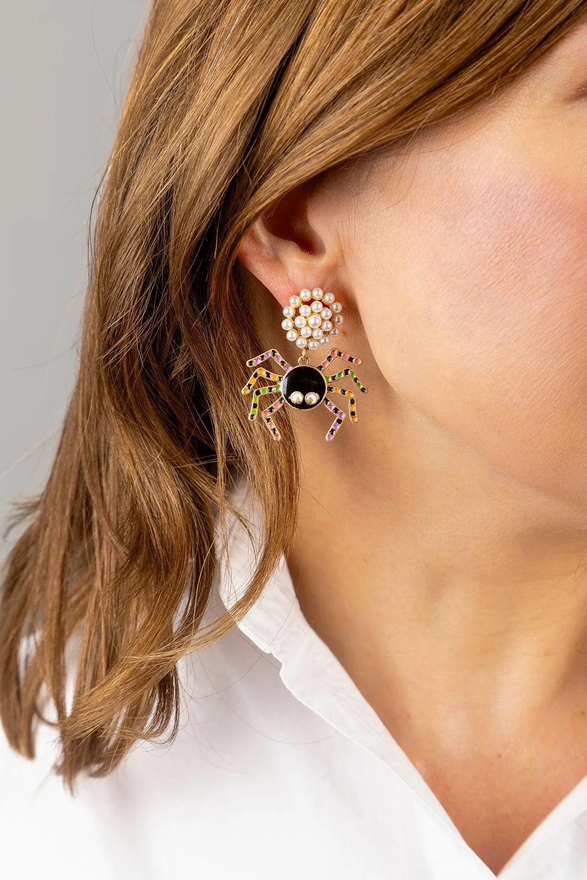 Halloween Enamel Spider Earrings in Black/Multi sold by Canvas Style product image thumbnail 2