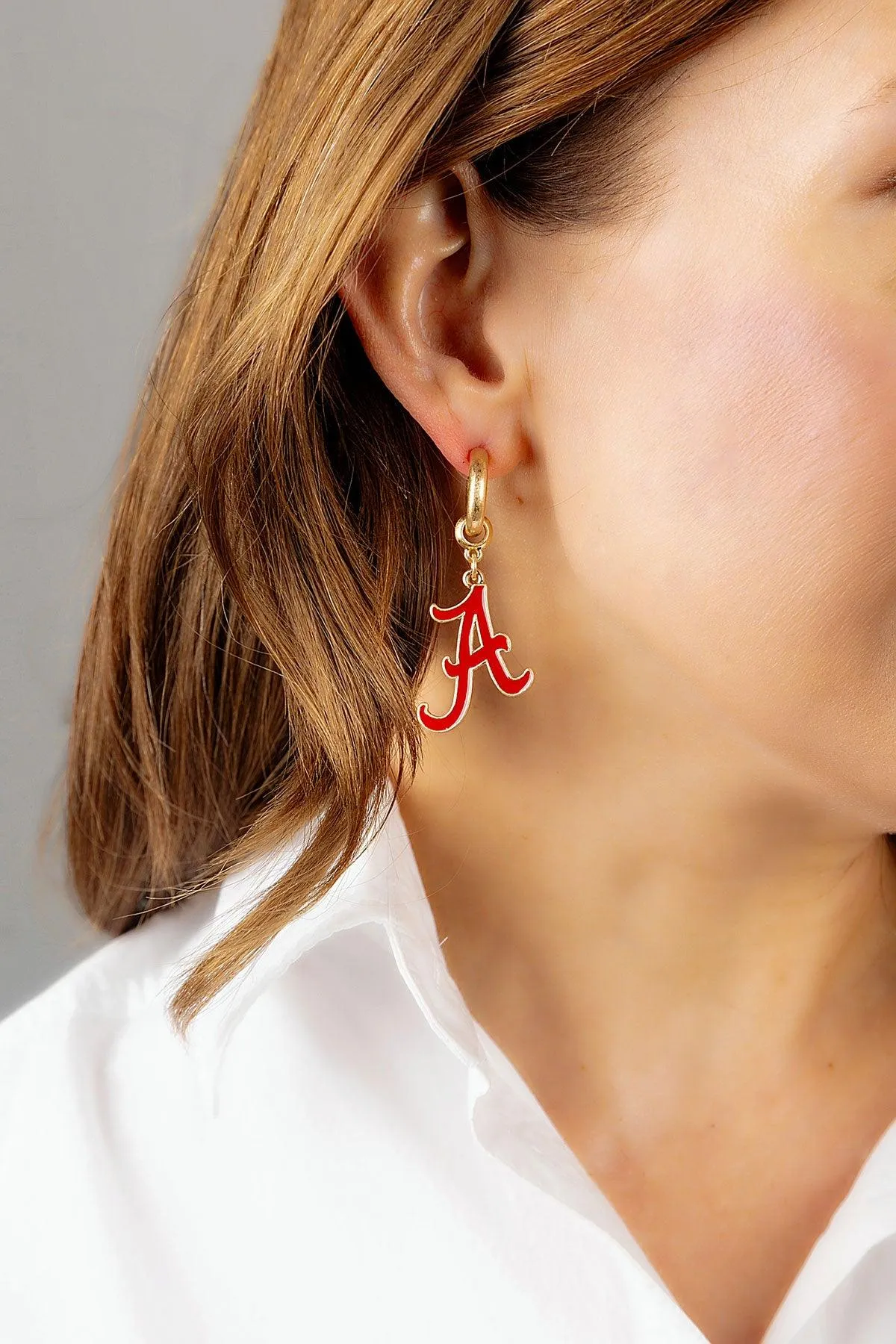Alabama Crimson Tide Enamel Drop Hoop Earrings sold by Canvas Style product image thumbnail 2