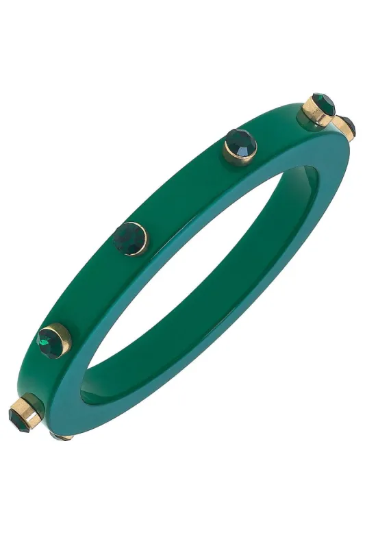 Renee Resin and Rhinestone Bangle in Green made by Canvas