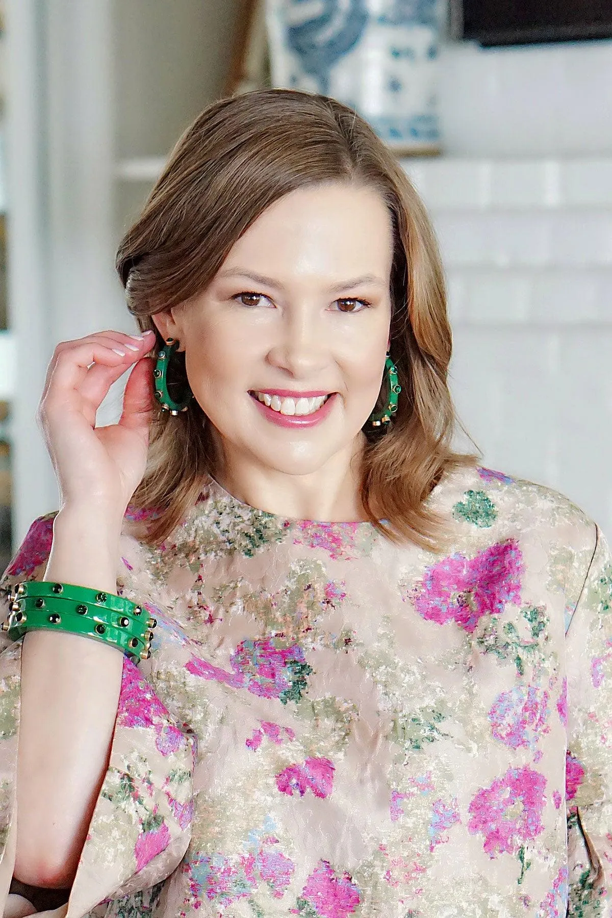 Renee Resin and Rhinestone Bangle in Green sold by Canvas Style product image thumbnail 2