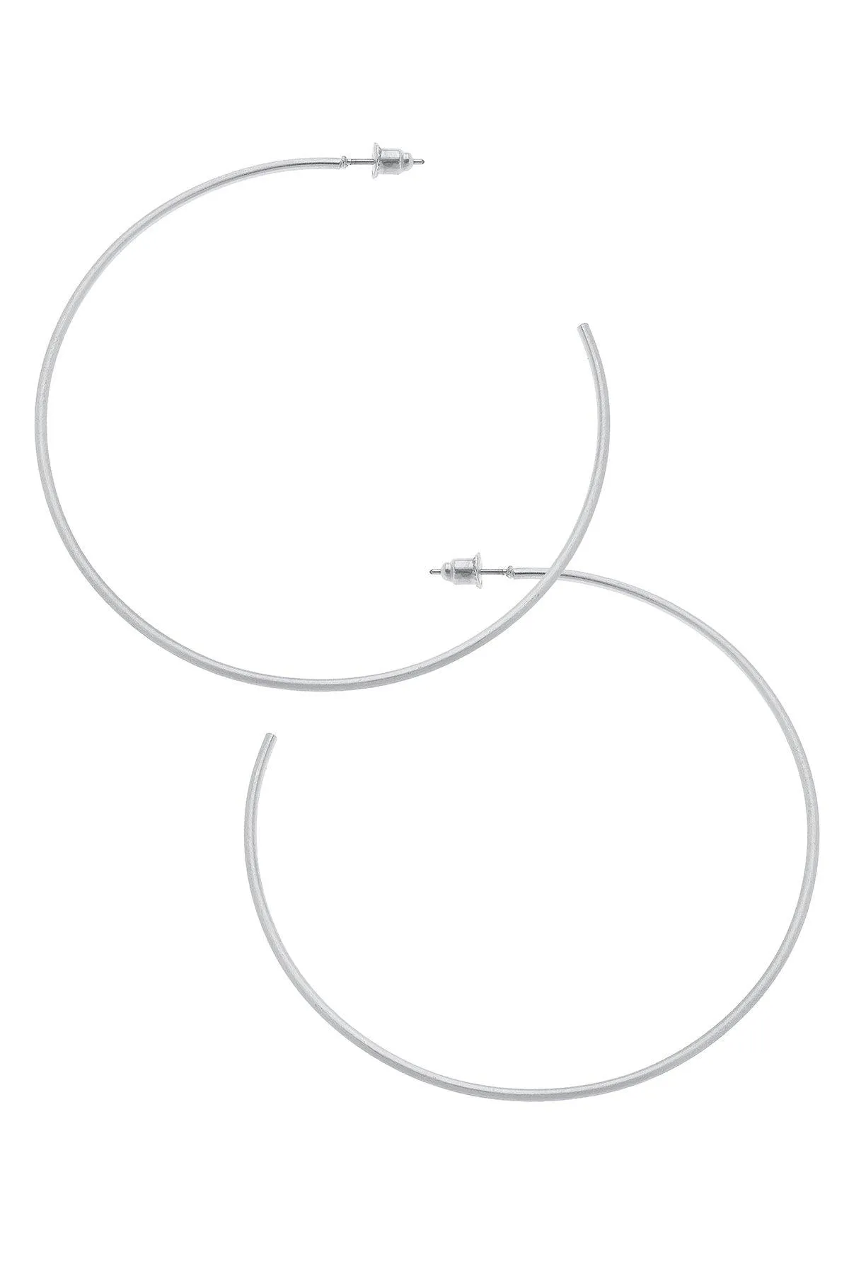 Gwen Hoop Earrings In Satin Silver sold by Canvas Style