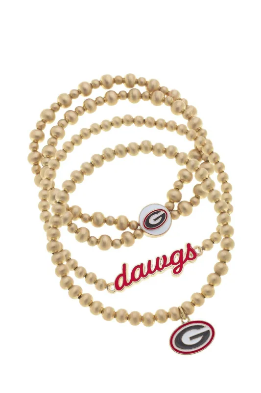 Georgia Bulldogs Ball Bead Stretch Bracelet Stack sold by Canvas Style