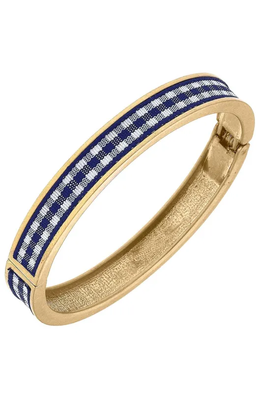 Makenzie Gingham Hinge Bangle in Navy sold by Canvas Style