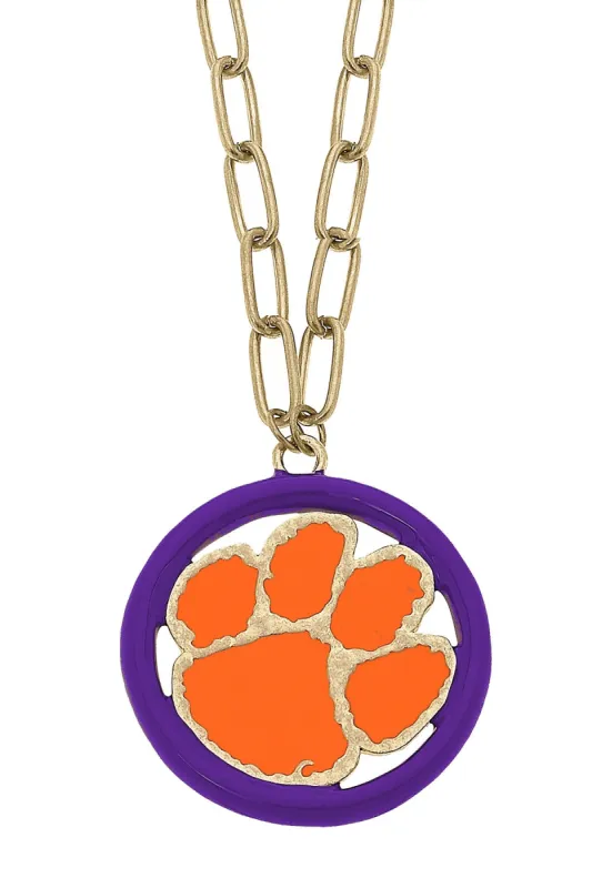 Clemson Tigers Logo Enamel Medallion 32" Necklace sold by Canvas Style