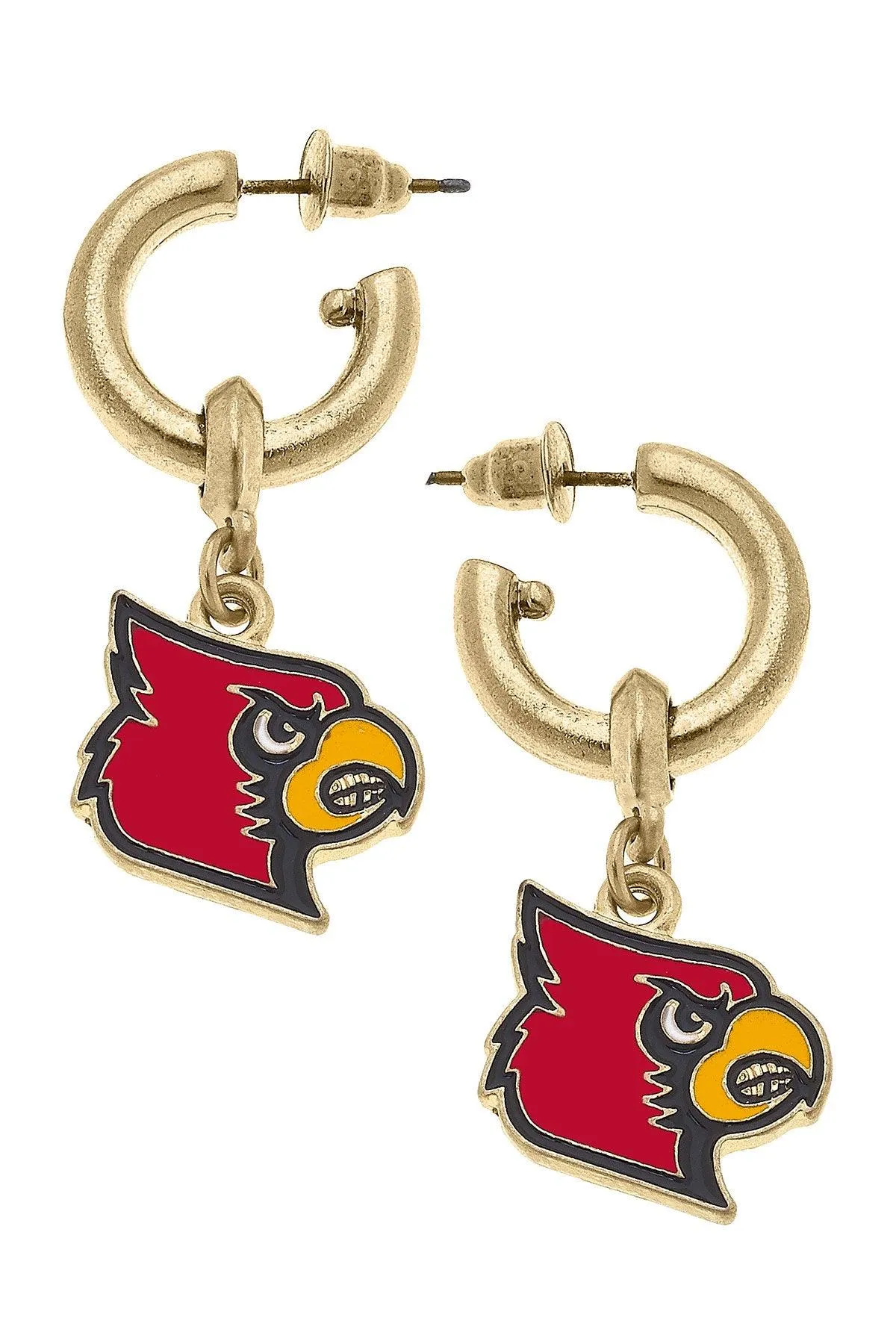 Louisville Cardinals Enamel Drop Hoop Earrings in Red/Black - FINAL SALE sold by Canvas Style