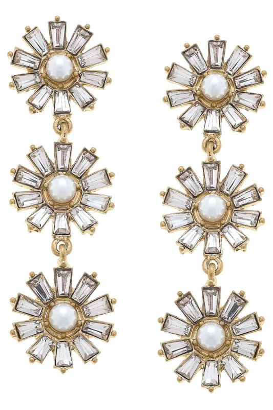 Amelia Pearl and Rhinestone Linked Drop Earrings in Ivory sold by Canvas Style