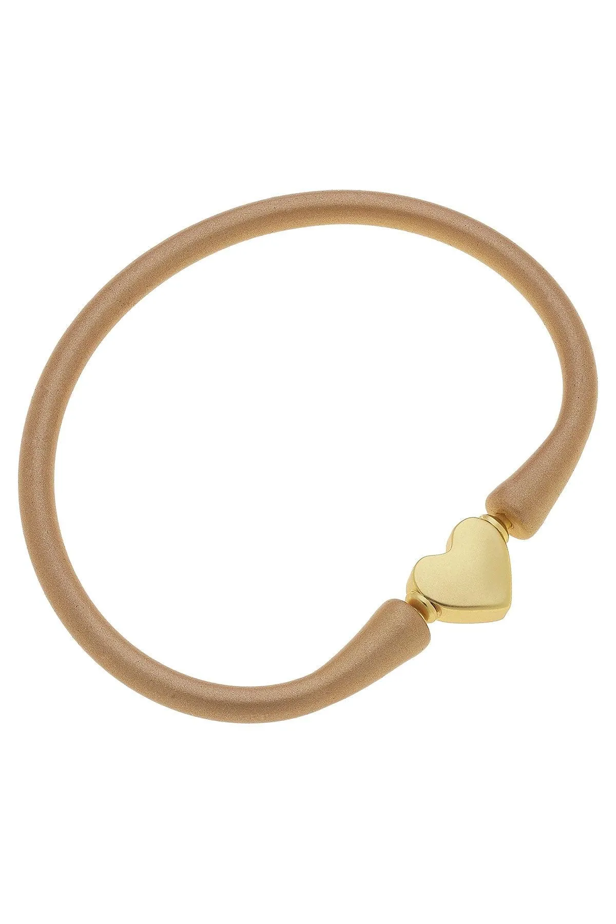 Bali Heart Bead Silicone Bracelet in Metallic Gold - FINAL SALE sold by Canvas Style