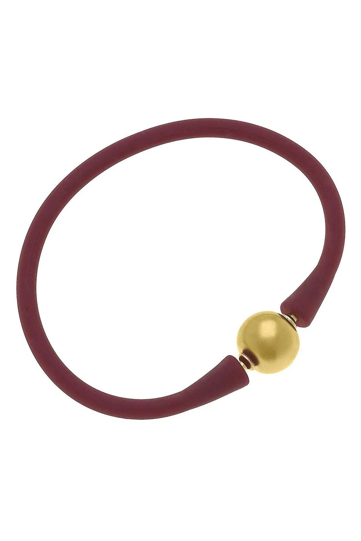 Bali 24K Gold Plated Ball Bead Silicone Bracelet in Burgundy - FINAL SALE sold by Canvas Style