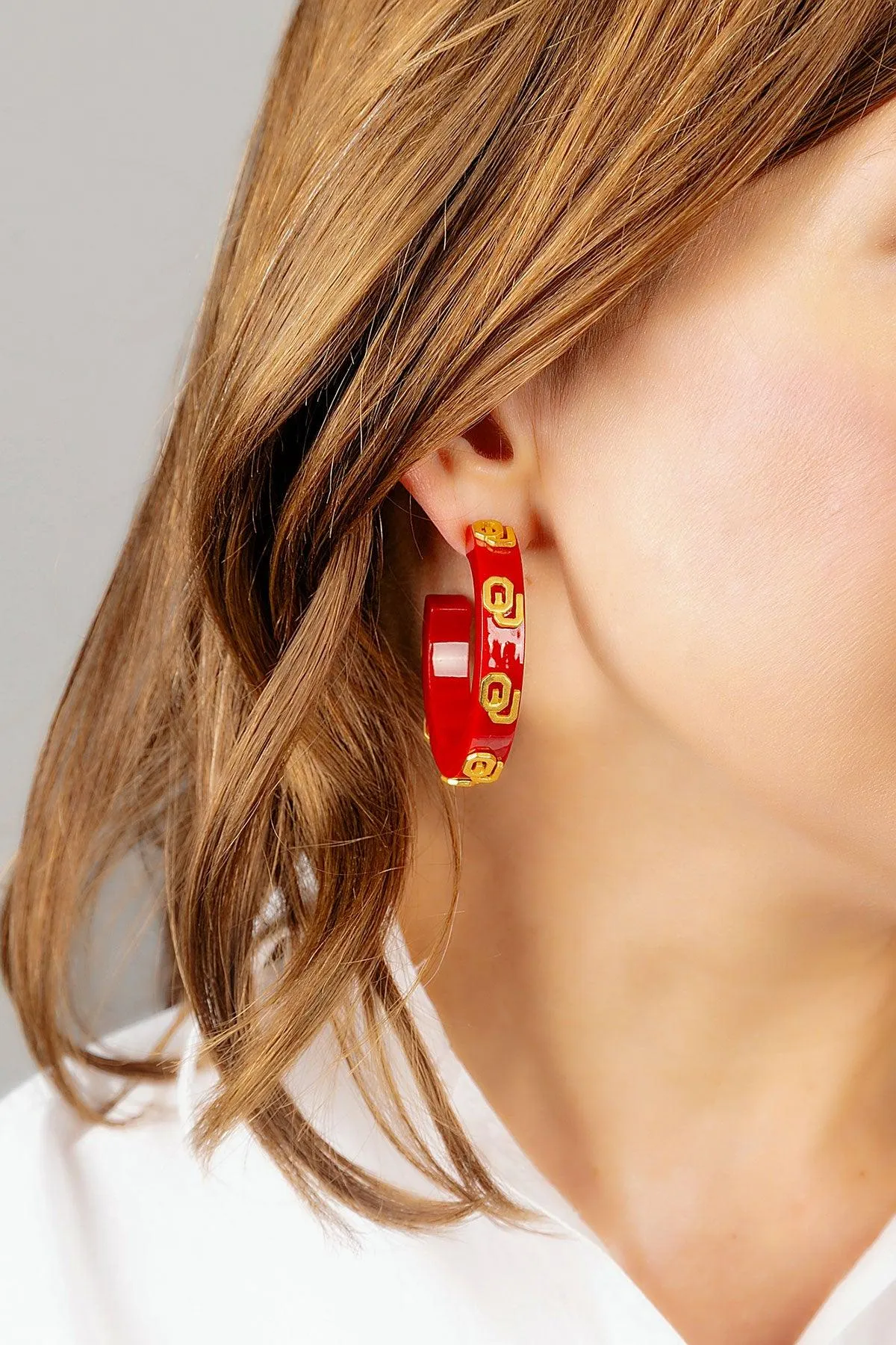 Oklahoma Sooners Resin Logo Hoop Earrings sold by Canvas Style product image thumbnail 2