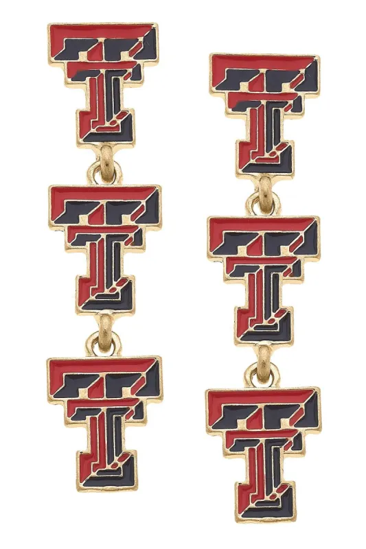 Texas Tech Red Raiders Triple Drop Enamel Earrings - FINAL SALE sold by Canvas Style