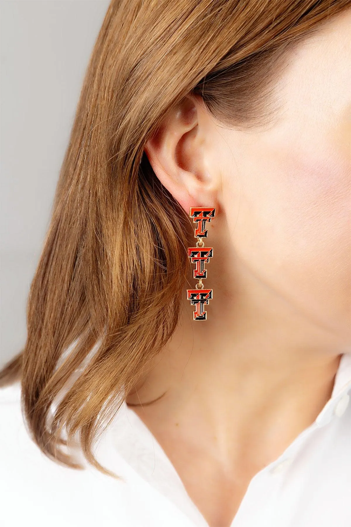 Texas Tech Red Raiders Triple Drop Enamel Earrings - FINAL SALE sold by Canvas Style product image thumbnail 3