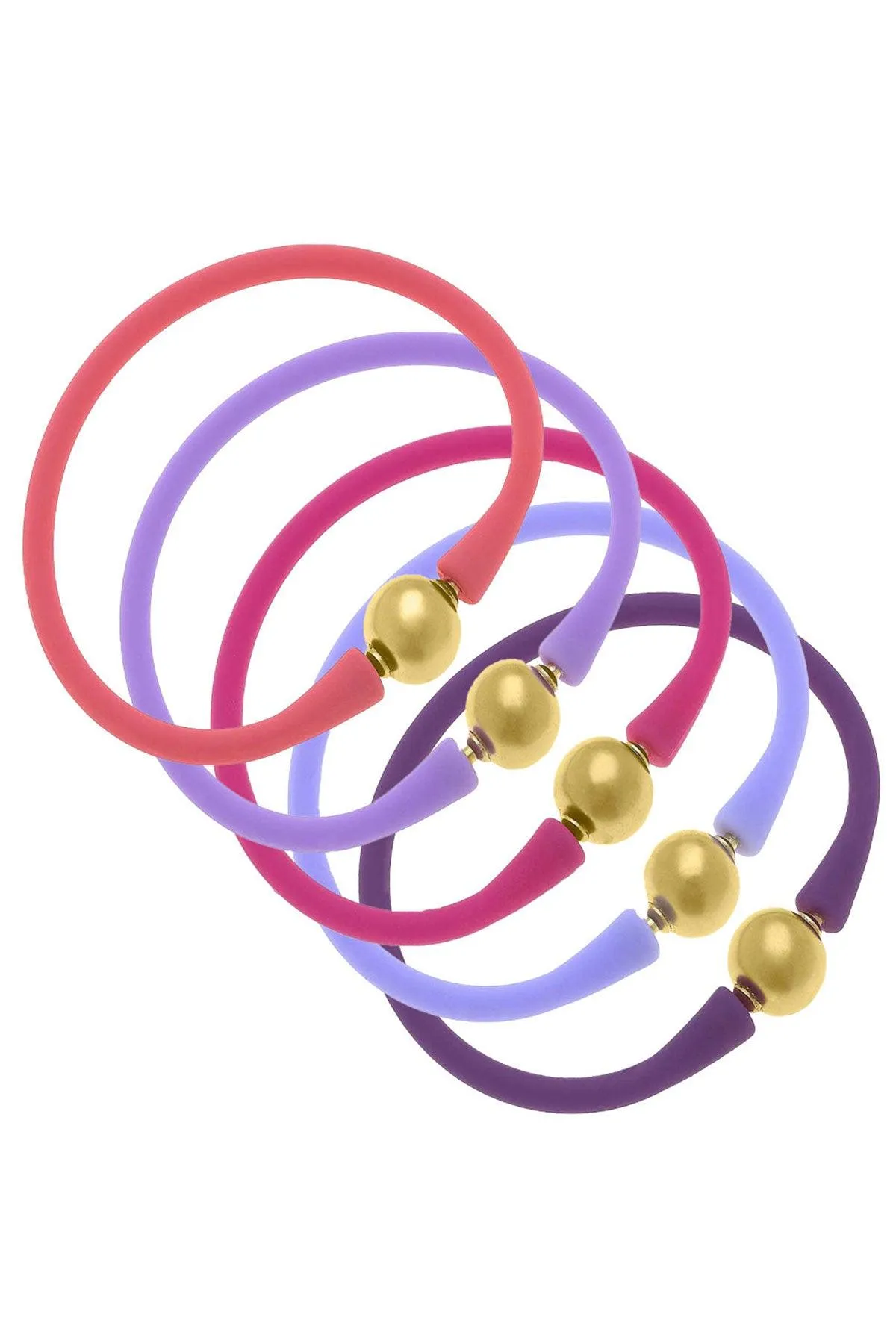 Bali 24K Gold Bracelet Set of 5 in Purples & Pinks - FINAL SALE sold by Canvas Style