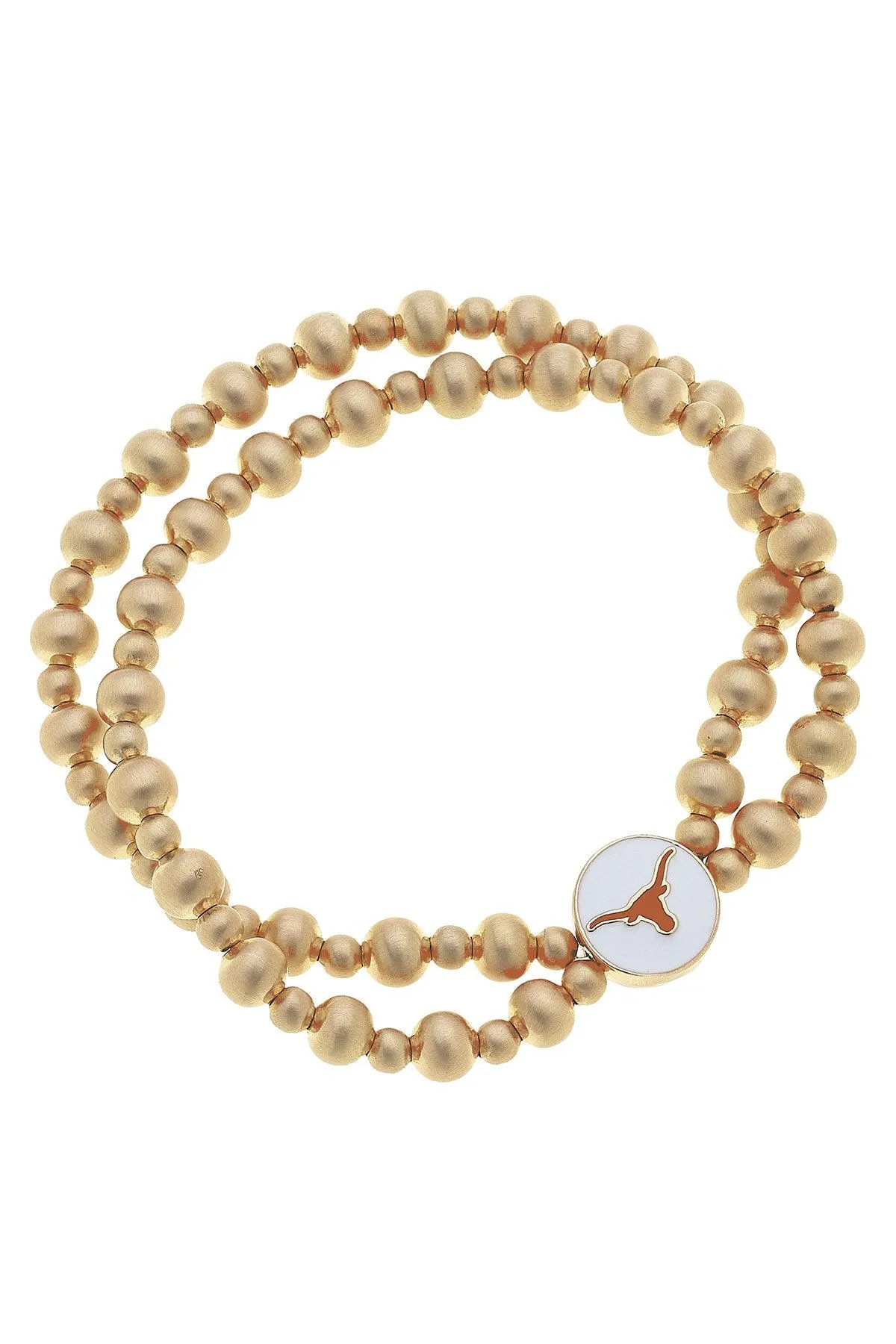 Texas Longhorns 2-Row Ball Bead Stretch Bracelet sold by Canvas Style