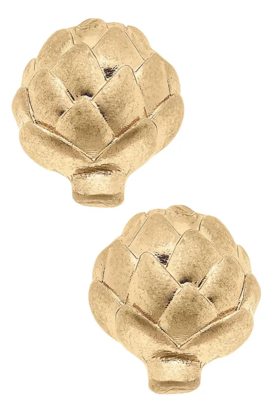 CANVAS Style x @ChappleChandler Suzy Artichoke Stud Earring in Worn Gold sold by Canvas Style