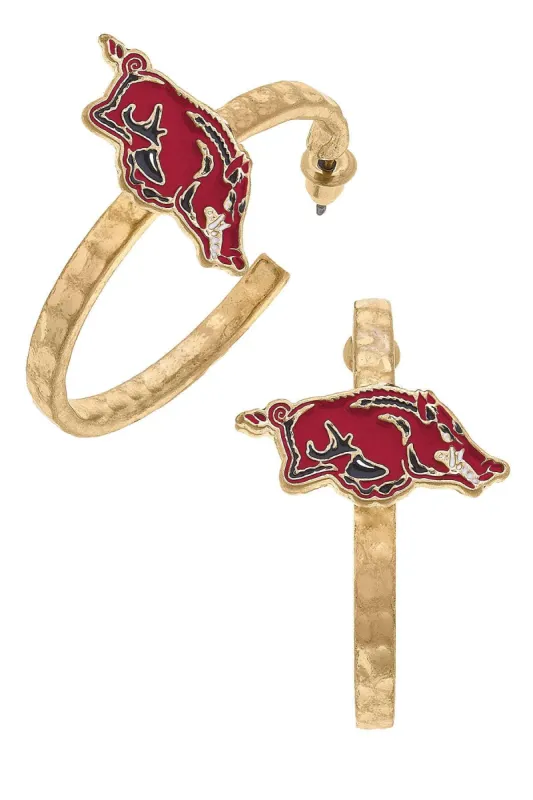 Arkansas Razorbacks Enamel Logo Hoop Earrings - FINAL SALE sold by Canvas Style