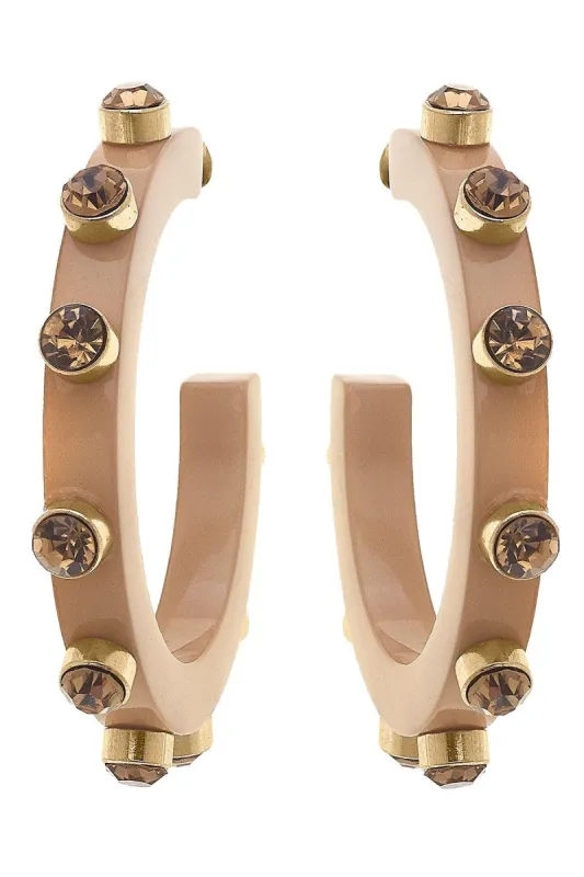 Renee Resin and Rhinestone Hoop Earrings in Cocoa sold by Canvas Style
