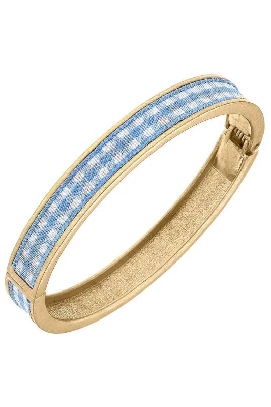 Makenzie Gingham Hinge Bangle in Blue sold by Canvas Style