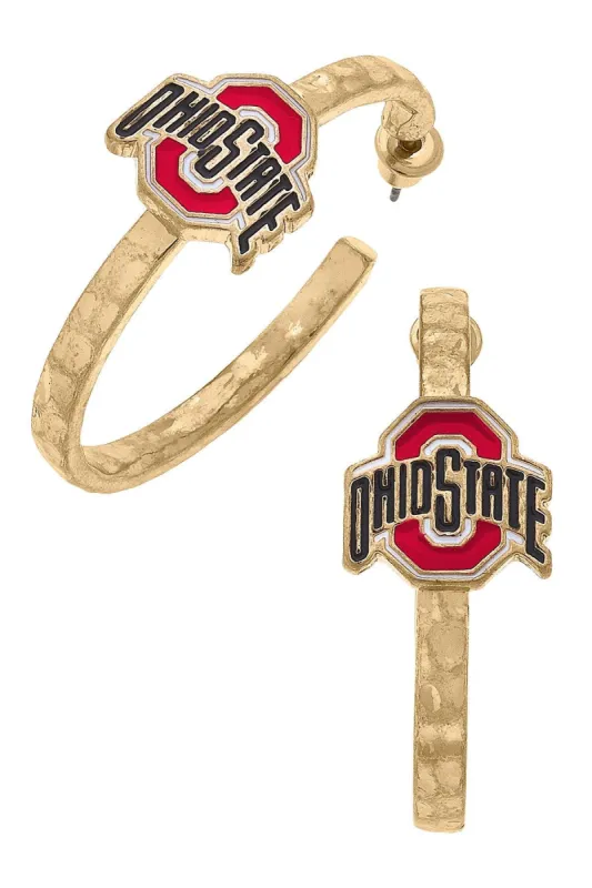 Ohio State Buckeyes Enamel Logo Hoop Earrings in Scarlet - FINAL SALE sold by Canvas Style