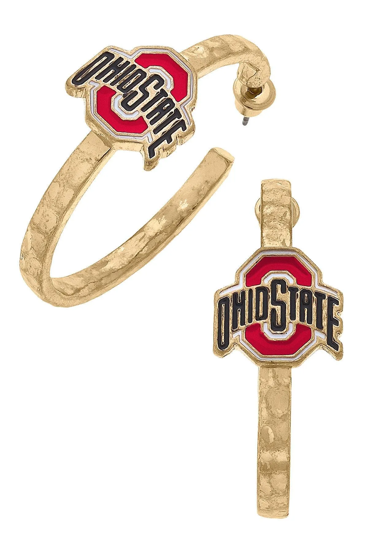 Ohio State Buckeyes Enamel Logo Hoop Earrings in Scarlet - FINAL SALE sold by Canvas Style