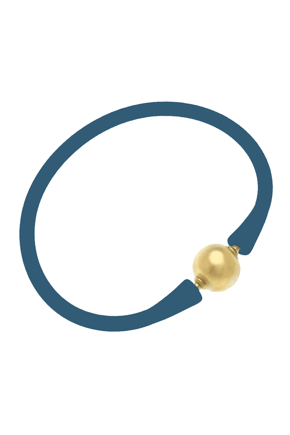 Bali 24K Gold Plated Ball Bead Silicone Bracelet in Midnight Blue - FINAL SALE sold by Canvas Style