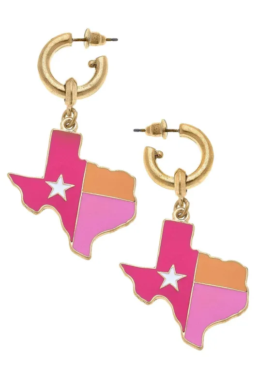 Lone Star Rodeo Enamel Drop Hoop Earrings sold by Canvas Style
