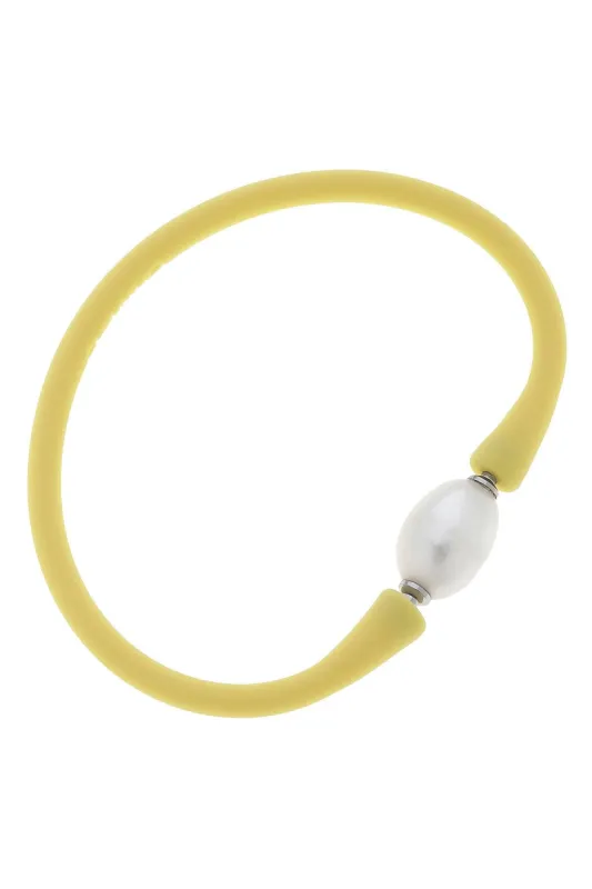 Bali Freshwater Pearl Silicone Bracelet in Canary Yellow - FINAL SALE sold by Canvas Style