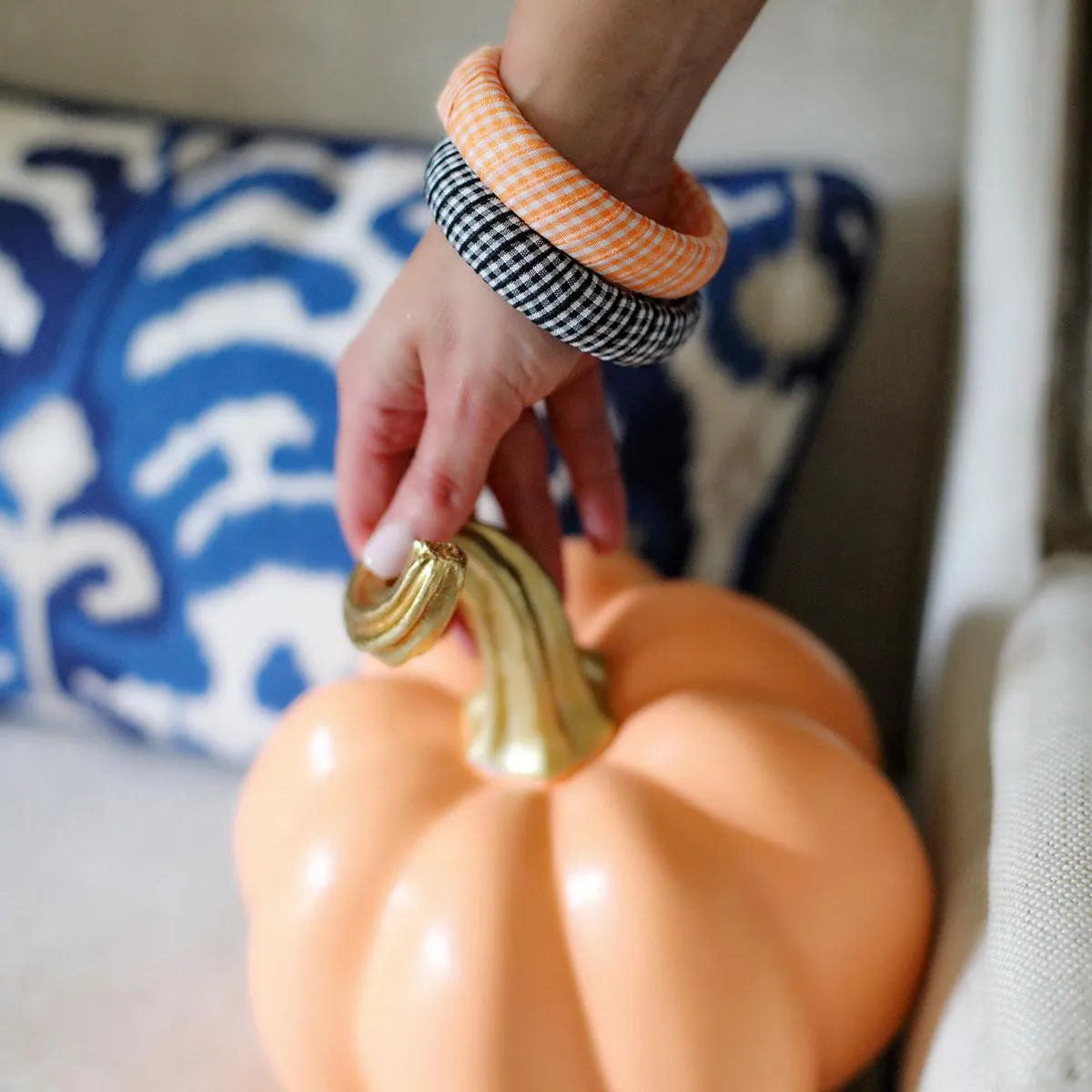 Reagan Gingham Statement Bangle in Orange sold by Canvas Style product image thumbnail 2