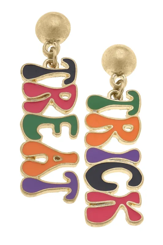 Trick or Treat Halloween Enamel Earrings in Multi sold by Canvas Style