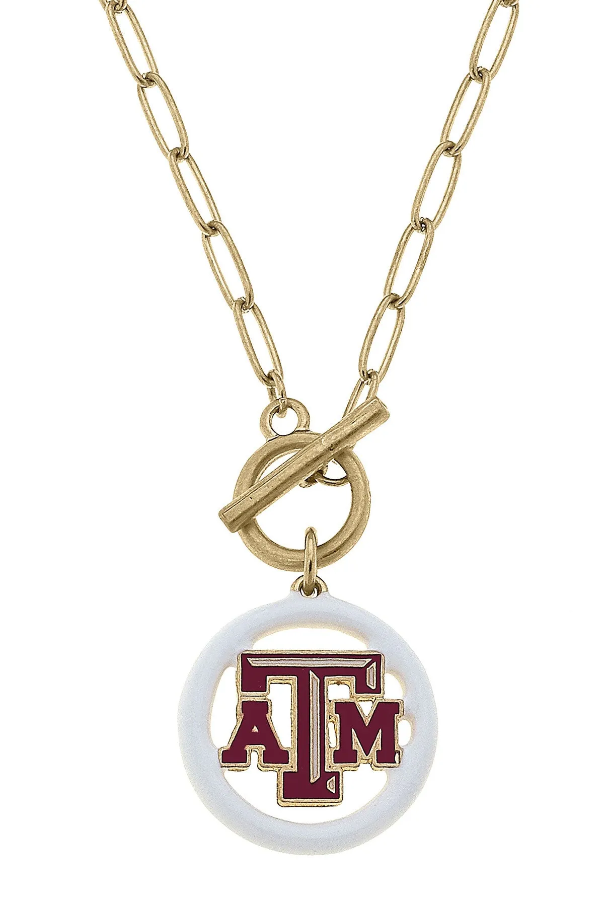 Texas A&M Aggies Logo Enamel T-Bar 16" Necklace sold by Canvas Style