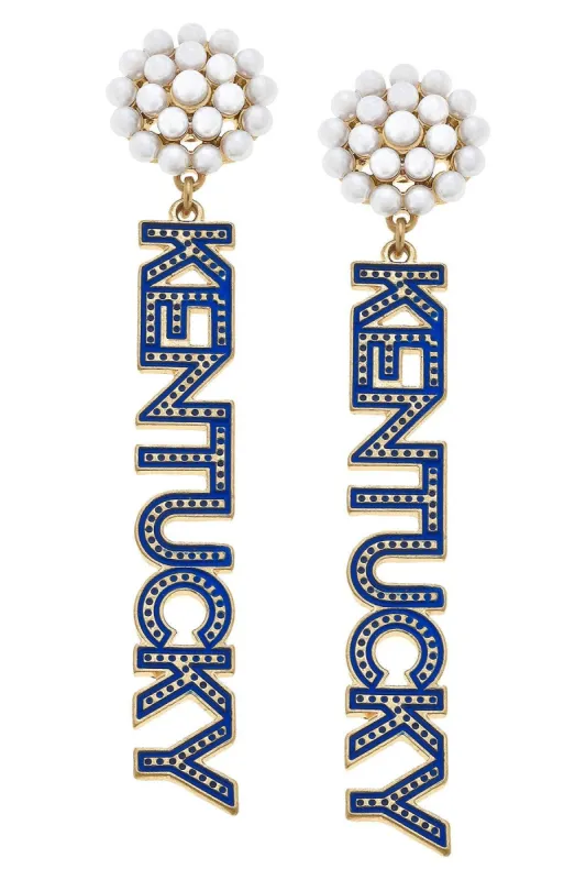 Kentucky Wildcats Pearl Cluster Dotted Enamel Drop Earrings - FINAL SALE sold by Canvas Style