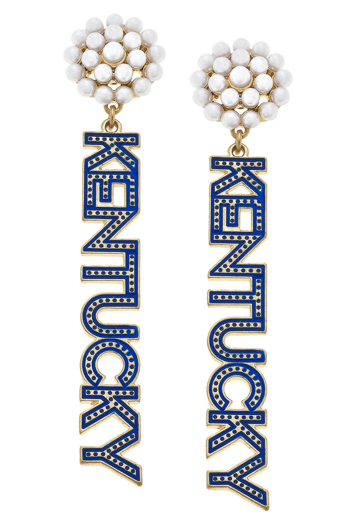 Kentucky Wildcats Pearl Cluster Dotted Enamel Drop Earrings - FINAL SALE sold by Canvas Style